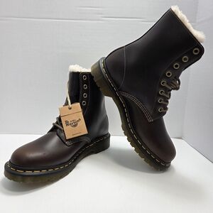Dr. Martens 1460 Pascal Serena Faux Fur Lined Brown Lace Up Boots